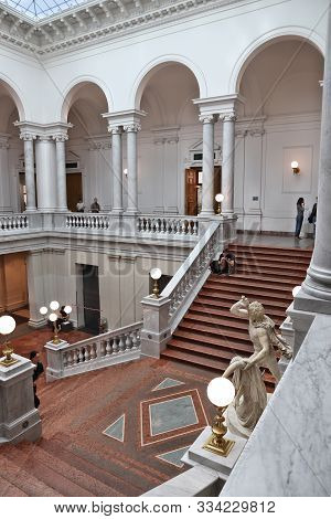 Leipzig, Germany - May 9, 2018: People Visit University Library Albertina (bibliotheca Albertina) In
