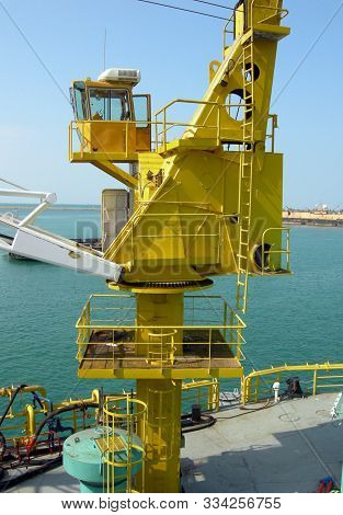 Offshore Crane Undergoing Maintenance And Repair In Uae  Repair Facility.