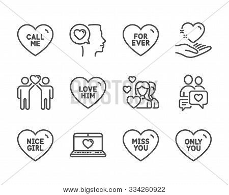 Set Of Love Icons, Such As Miss You, Love Him, Web Love, For Ever, Only You, Nice Girl, Call Me, Fri