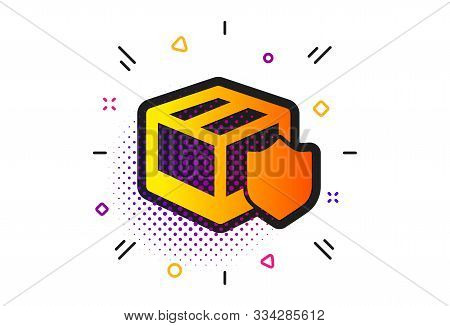 Parcels Tracking Sign. Halftone Circles Pattern. Delivery Insurance Icon. Shipping Box Symbol. Class