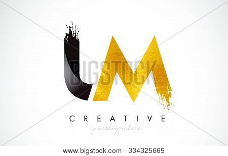 Lm Letter Design With Brush Stroke And Modern 3d Look Vector Illustration.