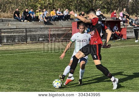 Zrenjanin, Serbia, October 26,2019. A Local Preemptive Match Of Two City Rivals Followed By A Faithf