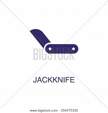 Jackknife Element In Flat Simple Style On White Background. Jackknife Icon, With Text Name Concept T