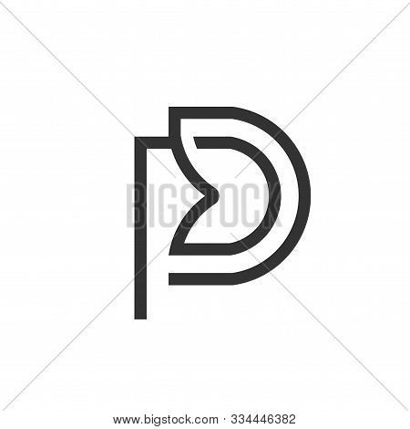 Initial Letter Pd Logo Linear Art Design Template Elements. Pd Letter Simple And Clean Flat Design