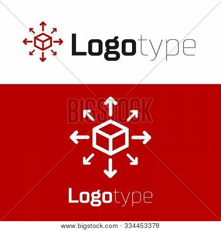 Red Distribution Icon Isolated On White Background. Content Distribution Concept. Logo Design Templa