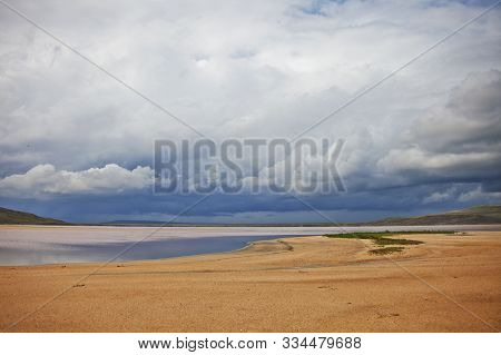 Koyashskoe Red Lake In The Opuk Reserve In Crimea