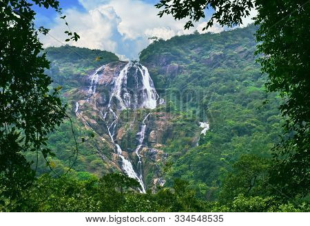 View Of Dudhsagar Waterfall In Goa India
