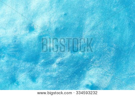 Closeup View Of Blue Slime As Background. Antistress Toy