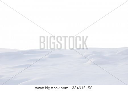 A beautiful snowdrift isolated on white background.Winter snow  background. A big snow drift