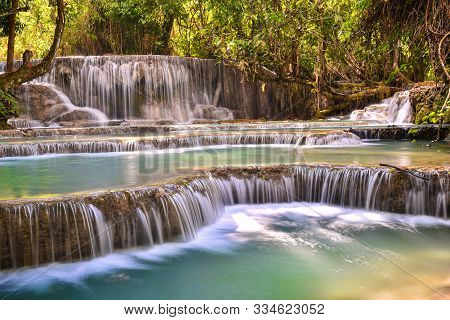 Kuangsi Waterfall In Luang Prabang, Laos