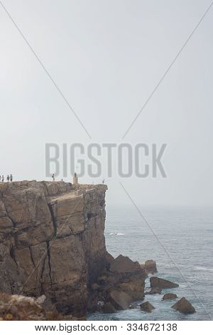 Papoa Cliffs And Sea In Peniche. Portugal