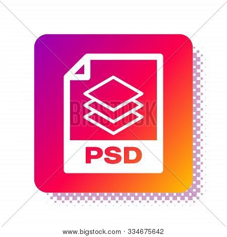 White Psd File Document. Download Psd Button Icon Isolated On White Background. Psd File Symbol. Squ