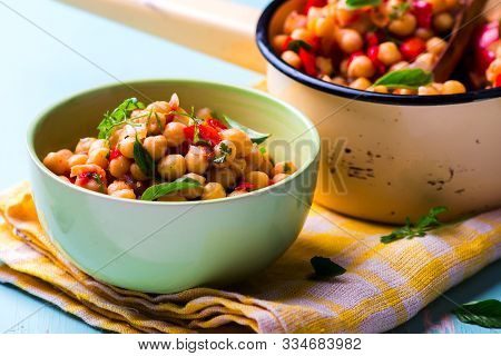 Braised Cheakpea With Vegetables.style Rustic. Selective Focus