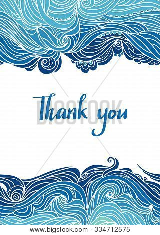 Elegant Vertical Seamless Wave Border. Wavy Striped Pattern. Hand-drwn Frame In Doodle Style. Templa