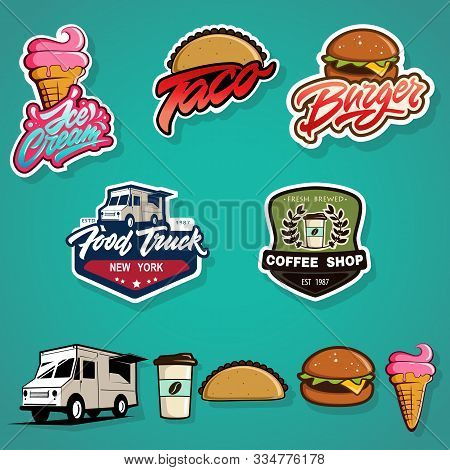 Set Of Labels, Logotype And Elements For Different Fast Food