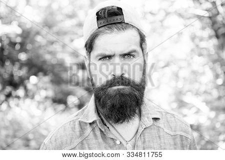Serious Bearded Man. Mature Hipster With Beard. Male Facial Care. Brutal Man With Beard. Barber. His