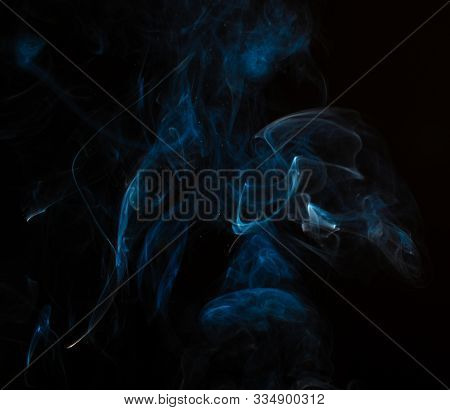 Close Up Of Smoke On Black Background. Smoke Stock Image. Smoke Cloud. Fog Clouds, Smoky Mist And Re