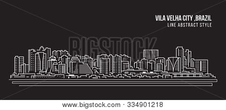 Cityscape Building Panorama Line Art Vector Illustration Design - Vila Velha City