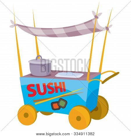 Street Cart Sells Sushi, Isolated Object On A White Background,