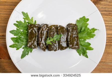 Traditional Turkish Dolma, Sarma Or Dolmades Closeup