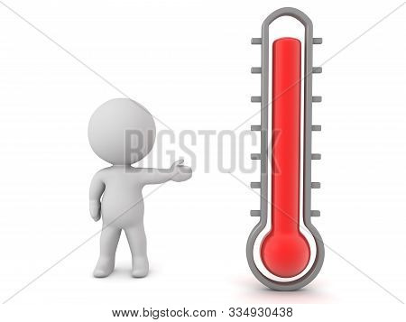 3D Character Showing Thermometer
