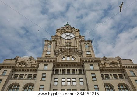 Liverpool's Historic Liver Building And Clocktower, Liverpool, England, United Kingdom