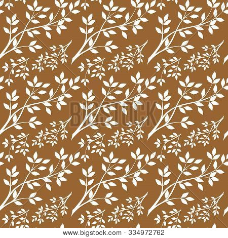 Vector Seamless Pattern With Leaves On A Branch