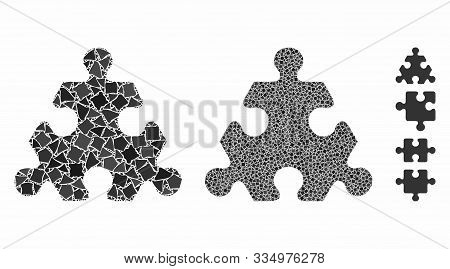 Hex Puzzle Item Mosaic Of Uneven Items In Variable Sizes And Color Tints, Based On Hex Puzzle Item I