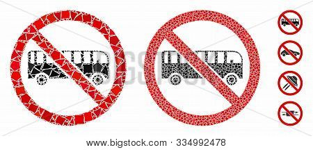 No Bus Composition Of Raggy Pieces In Various Sizes And Color Tones, Based On No Bus Icon. Vector Tr