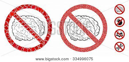 No Brain Composition Of Trembly Items In Different Sizes And Color Tints, Based On No Brain Icon. Ve
