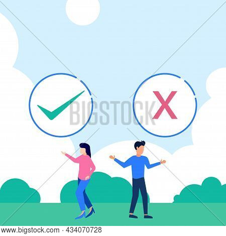 Vector Illustration Of Flat Style Selection Of Pros And Cons Advantages Comparison Options In Concep