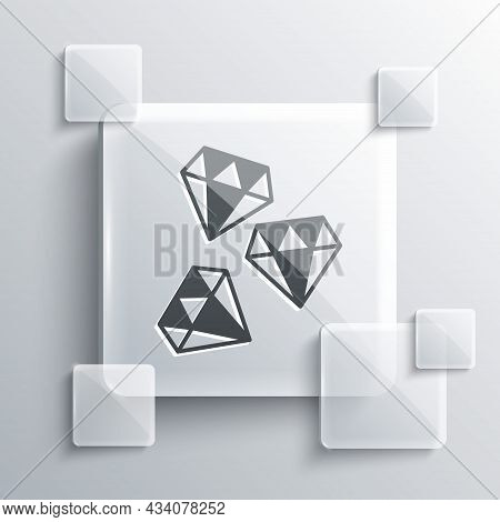 Grey Gem Stone Icon Isolated On Grey Background. Jewelry Symbol. Diamond. Square Glass Panels. Vecto