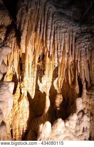 Underground Krust Cave In Marche Region, Italy. Frasassi. High Quality Photo