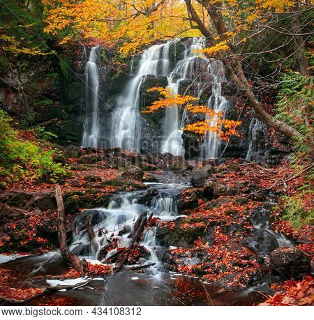Scenic Hungarian water falls in autumn time in Michigan upper peninsula