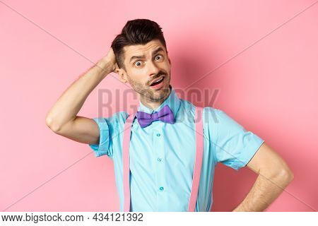 Confused Funny Man Scratching Head, Staring Puzzled At Camera, Know Nothing, Cant Understand Somethi