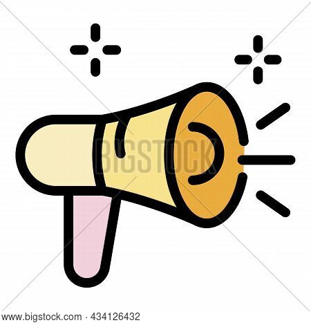 Hoax Megaphone Icon. Outline Hoax Megaphone Vector Icon Color Flat Isolated