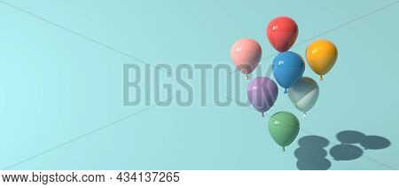 Floating Balloons On A Colored Background - 3d Render