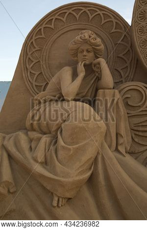 Saint-petersburg, Russia. 03 June 2018. Sand Sculpture In Peter And Paul Fortress.