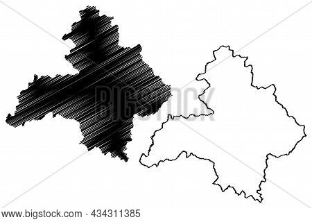 Fatehgarh Sahib District (punjab State, Republic Of India) Map Vector Illustration, Scribble Sketch 