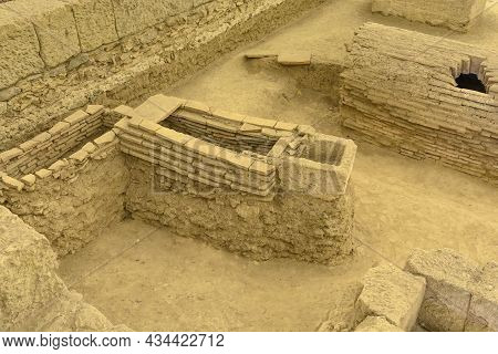 Kostolac, Serbia - July 21, 2019 Three Romantomb In Viminacium Archeological Site Near Danube River 