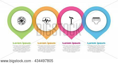 Set Vitamin Pill, Heart Rate, Walking Stick Cane And Adult Diaper. Business Infographic Template. Ve