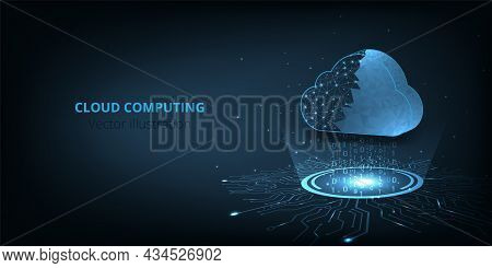 Cloud Computing Online Storage Low Poly Design.cloud Storage With Data Protected Exchange  Cloud Com