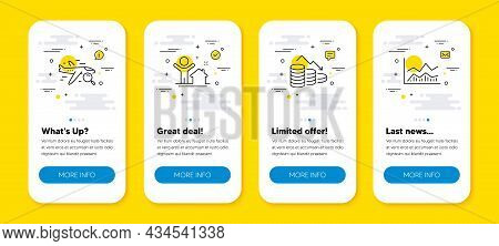 Vector Set Of New House, Money Loss And Search Flight Line Icons Set. Ui Phone App Screens With Line