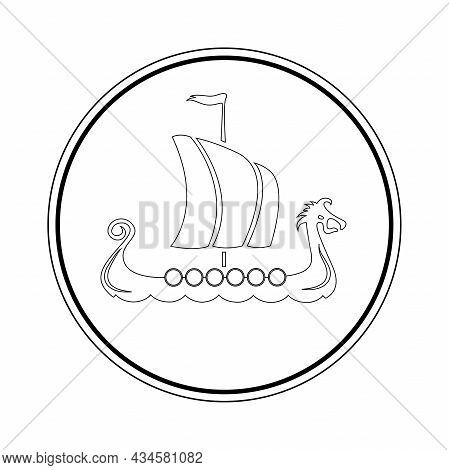 Drakkar Vikings Logo Vector Illustration. Viking Transport Warship. Viking Ship Boat Scandinavia Log