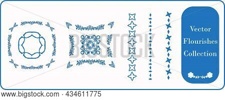 Scandia Style Small Star Motif Flourish Vector Collection. Minimal Hand Drawn Icon Set With Borders,