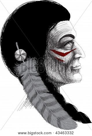 Porträtt av en indiansk krigare