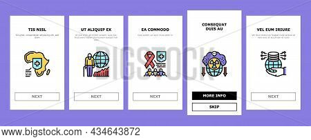 Social Public Problems Worldwide Onboarding Mobile App Page Screen Vector. Children And Ageing Human