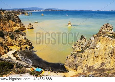 Turbid Water And Algae At One Of Beaches Of Ponta Da Piedade, Lagos, Portugal