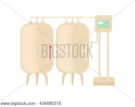 Flat Icon With Factory Tank Cisterns For Liquids On White Background Vector Illustration