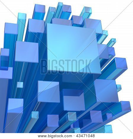 Blå Crystal Cube abstrakt bakgrund